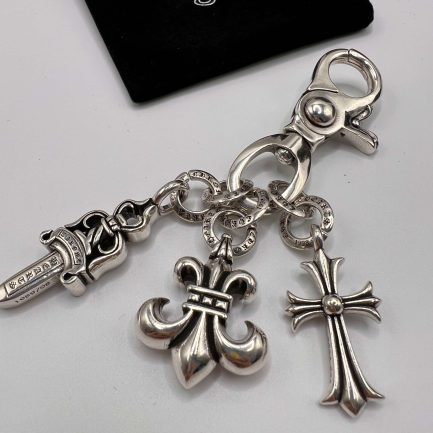 Fancy Link Key Chain With Cross And Dagger Key Ring - Image 1