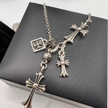Gothic Jesus Two Cross Necklace - Image 1