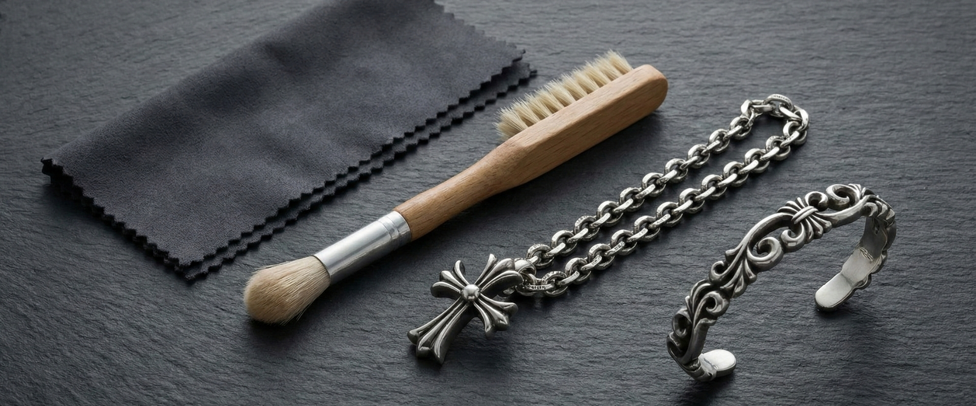 Jewelry with polishing cloth & brush