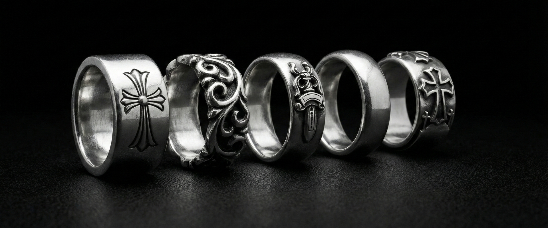 Row of different ring styles